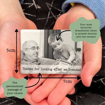 Grandfather Father's Day Photograph Ceramic Magnet, 2 of 2