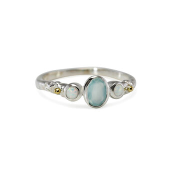 White Opal Ring With Aqua Chalcedony, 7 of 7