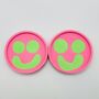Smiley Face Coasters Neon Pink And Green Set Of Two, thumbnail 2 of 9