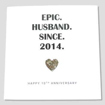 10th Wedding Anniversary Card Tin Epic Card, 2 of 5