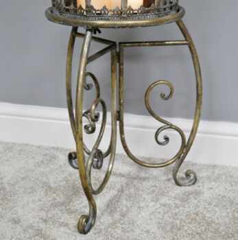 Antique Gold Large Candle Lantern On Stand, 3 of 3