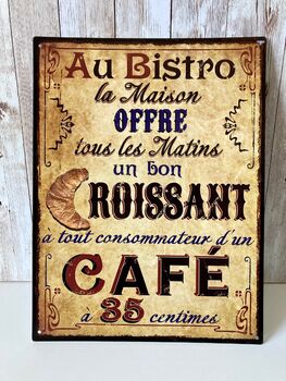 33cm French Bistro Café Sign Metal Wall Plaque, 5 of 7