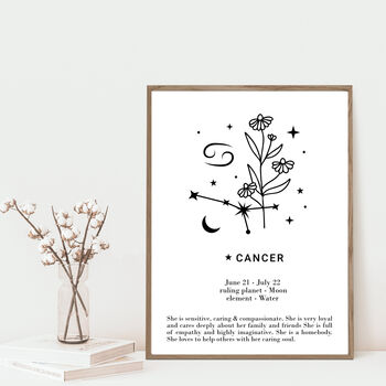 She Is Cancer Personalised Zodiac Print, 4 of 4
