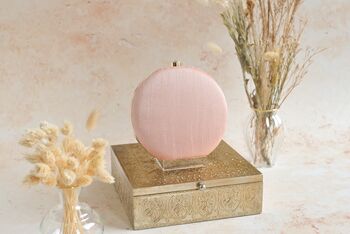 Peach Roses Round Embroidered Clutch, 3 of 3