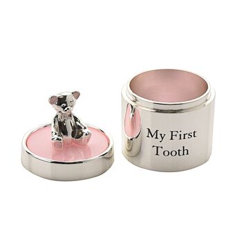 Silver Plated First Tooth And Curl Baby Girl Gift Set, 3 of 4