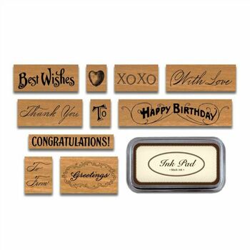 Set Of 10 Greetings Rubber Stamps By Cavallini And Co, 3 of 4