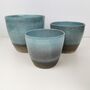 Semi Glazed Ocean Blue Ceramic Indoor Plant Pots, thumbnail 3 of 3