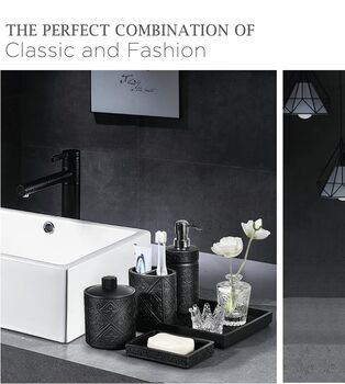 Set Of Five Black Resin Bathroom Accessories, 6 of 8