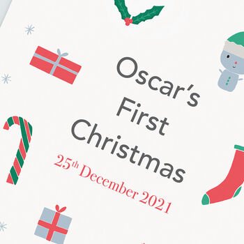 Personalised First Christmas Baby Print, 4 of 9