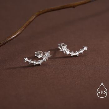 Shooting Star Dainty Ear Crawler Stud Earrings, 2 of 11