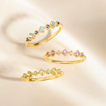 Emerald And Peridot Stackable Half Eternity Band In Sterling Silver And Gold, 5 of 12