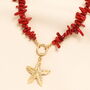 Red Coral Chunky Starfish Pendant Necklace In Gold Plating, thumbnail 1 of 3