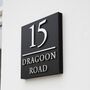 Contemporary Square Matte Black House Sign With Dividing Line, thumbnail 2 of 9