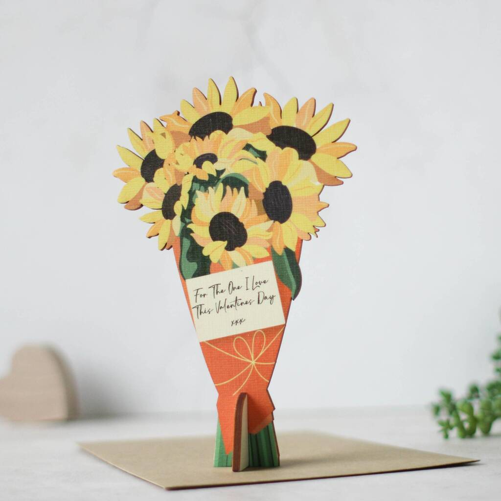 Personalised Sunflowers Card In Wood, 1 of 5