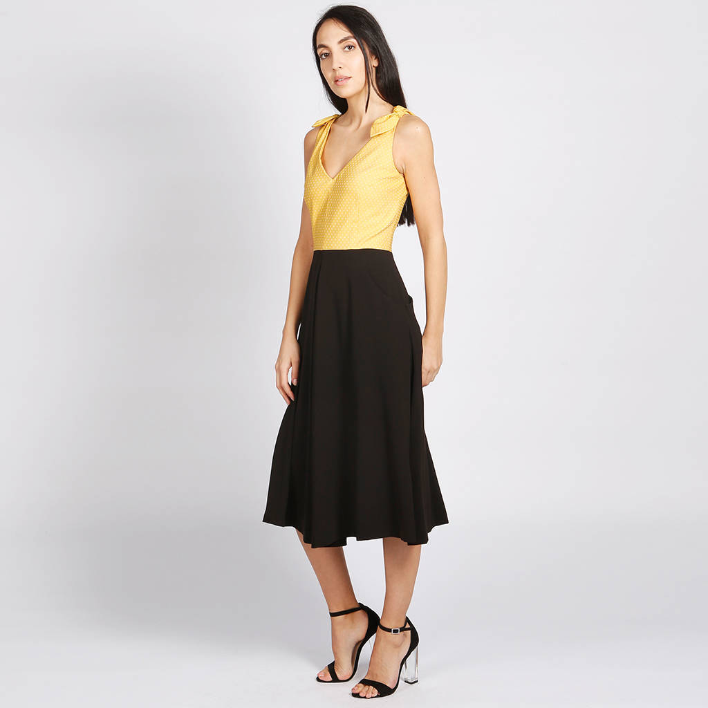Bonbon 50s Style Dress Black Yellow, 1 of 5