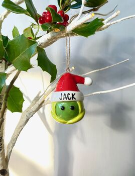 Personalised Ceramic Sprout Christmas Decoration, 2 of 4