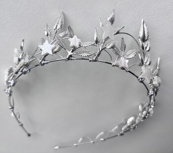 The Nova Crown Star Celestial Floral Crown Leaf Headpiece Flower Mother Of Pearl Shell, 2 of 9