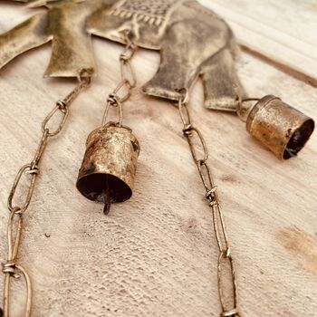 Double Elephant Wind Chime With Bells, 2 of 6