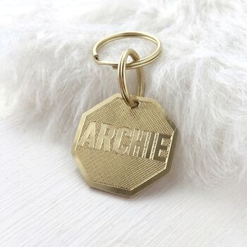Brass Octagon Dog Name Tag, 2 of 4