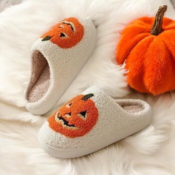 Plush Pumpkin Halloween Family Unisex Slippers, 3 of 10