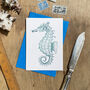 Hand Drawn Seahorse Illustrated Blank Greeting Card, thumbnail 1 of 10