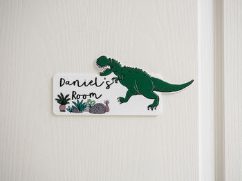 Personalised Dinosaur Themed Bedroom Door Sign, 2 of 2