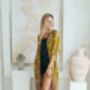 Gold Yellow Silky Kimono Robe, thumbnail 2 of 6
