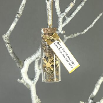 Tiny Gold Personalised Snowflakes Christmas Decoration, 6 of 12