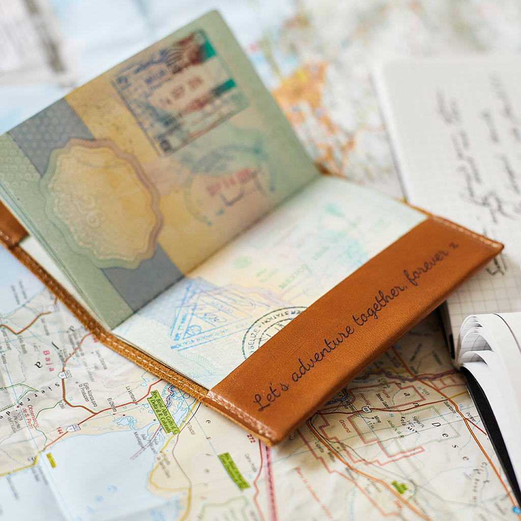 World Map Passport Holder Wedding Gift Set, 1 of 7