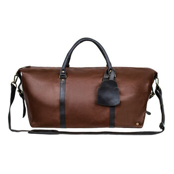 Personalised Two Tone Leather Armada Duffle Holdall, 2 of 8