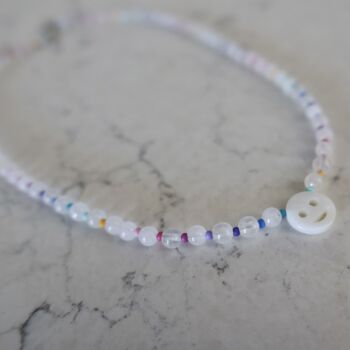 Rainbow Gemstone Mother Of Pearl Smiley Face Necklace, 4 of 7