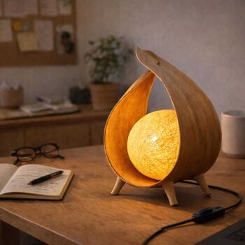 Coconut Leaf Table Lamp Handmade Boho Natural, 9 of 11
