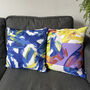 Joy Blue Abstract Cushion, thumbnail 3 of 3