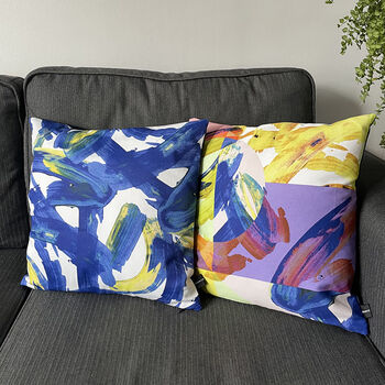 Joy Blue Abstract Cushion, 3 of 3