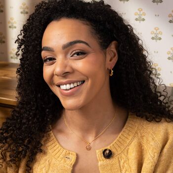 Gold Plated Sterling Silver Ornate Floral Hoop Earrings, 4 of 4