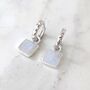 The Square Moonstsone Earrings, Silver, thumbnail 1 of 6