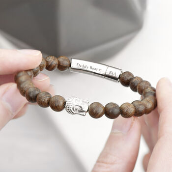 Personalised Men's Wooden Buddha Bracelet, 2 of 7