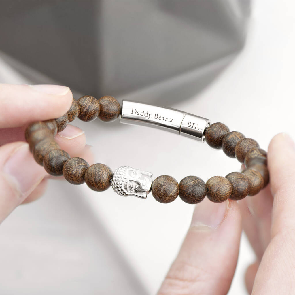 Personalised Men's Wooden Buddha Bracelet, 1 of 7