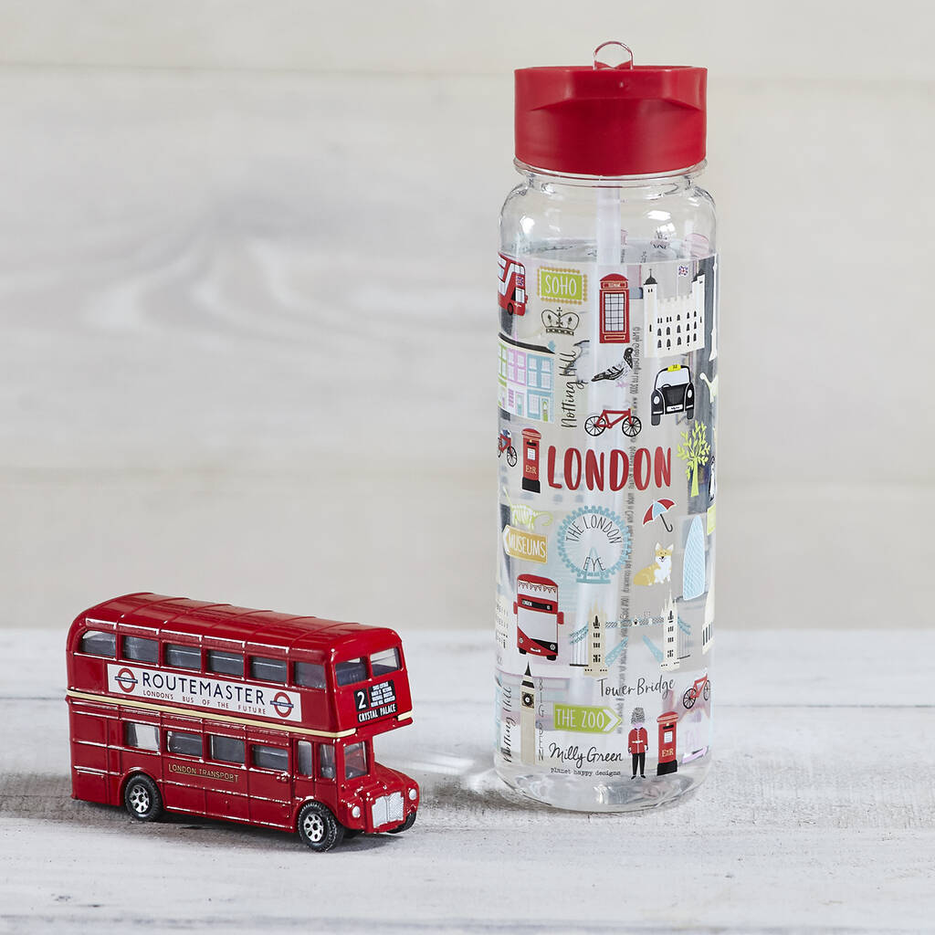 London Eco Adventures Clear Water Bottle By Milly Green