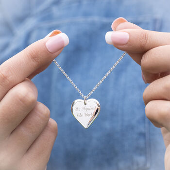 Engraved Large Heart Necklace, Silver Or Gold Plated, 2 of 8
