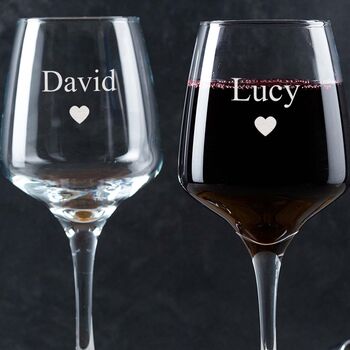 Personalised Engraved His And Hers Wine Glasses For Couple, 4 of 5