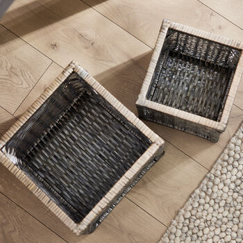 Set Of Two Square Wicker Storage Baskets, 3 of 7