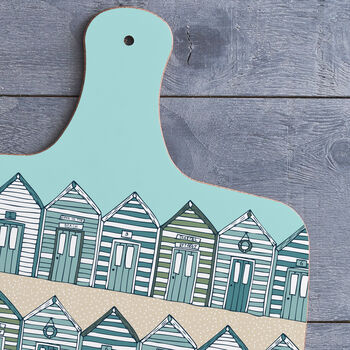 Beach Huts Chopping Board In Blue Colourway, 3 of 4