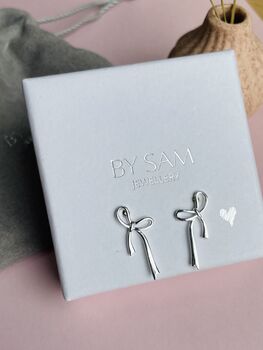 Silver And Gold Bow Bridesmaid Earrings, 9 of 12