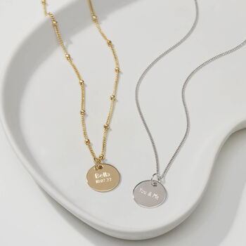 Engraveable Round Necklace Silver Or 18ct Gold Plating, 2 of 5