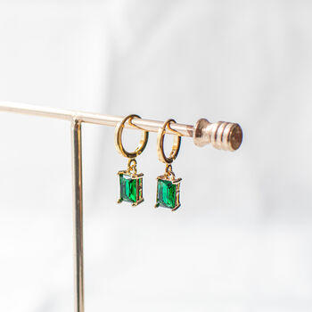 Emerald Green Huggie Earrings, 9 of 9