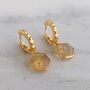 The Hexagon Citrine Gold Plated Gemstone Earrings, thumbnail 3 of 6