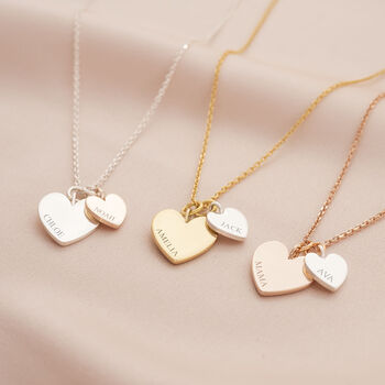 Double Heart Personalised Name Necklace, 3 of 11