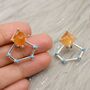 Raw Citrine, Turquoise Sterling Silver Earrings, thumbnail 5 of 6