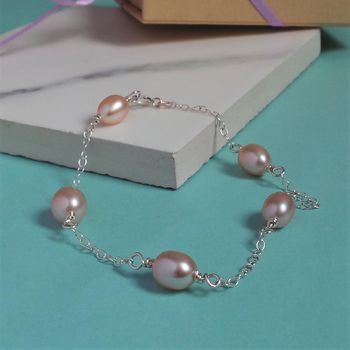 Pink Pearl And Silver Bridal Bracelet, 2 of 3